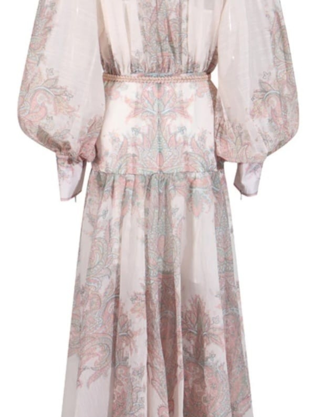 Zimmermann Pale Blush Paisley Puff-Sleeve Maxi Dress